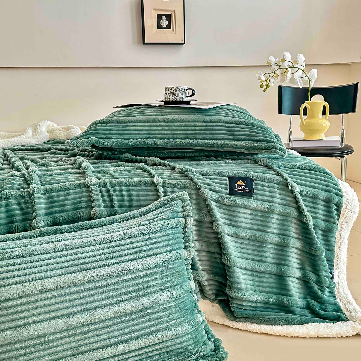 Set Patura Cocolino cu Blanita+2 Fete de Perna 50x70cm, Verde Menta-C9922