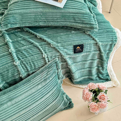 Set Patura Cocolino cu Blanita+2 Fete de Perna 50x70cm, Verde Menta-C9922