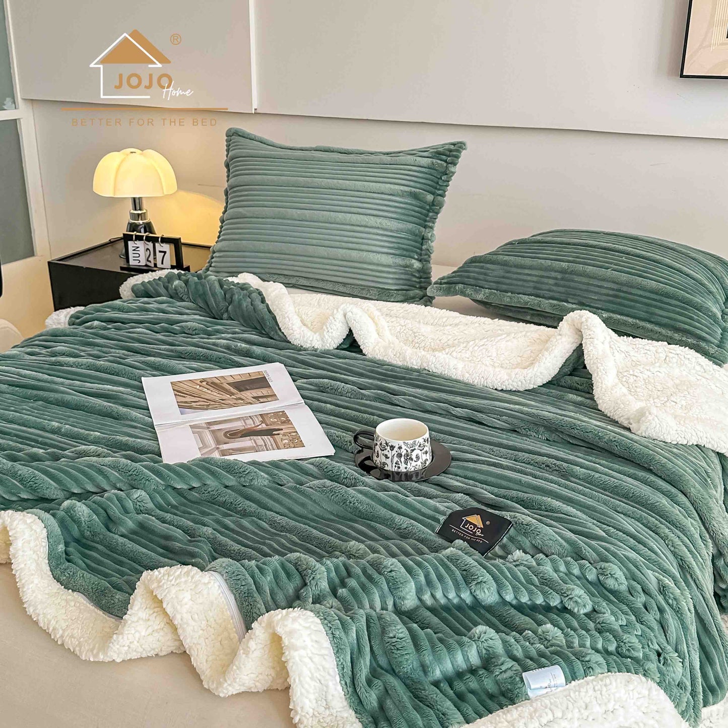 Set Patura Cocolino cu Blanita+2 Fete de Perna 50x70cm, Verde Menta-C9922