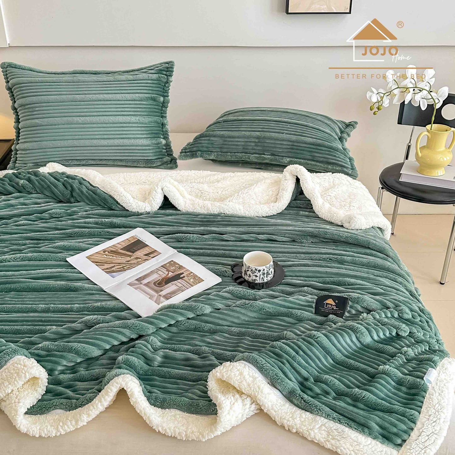 Set Patura Cocolino cu Blanita+2 Fete de Perna 50x70cm, Verde Menta-C9922