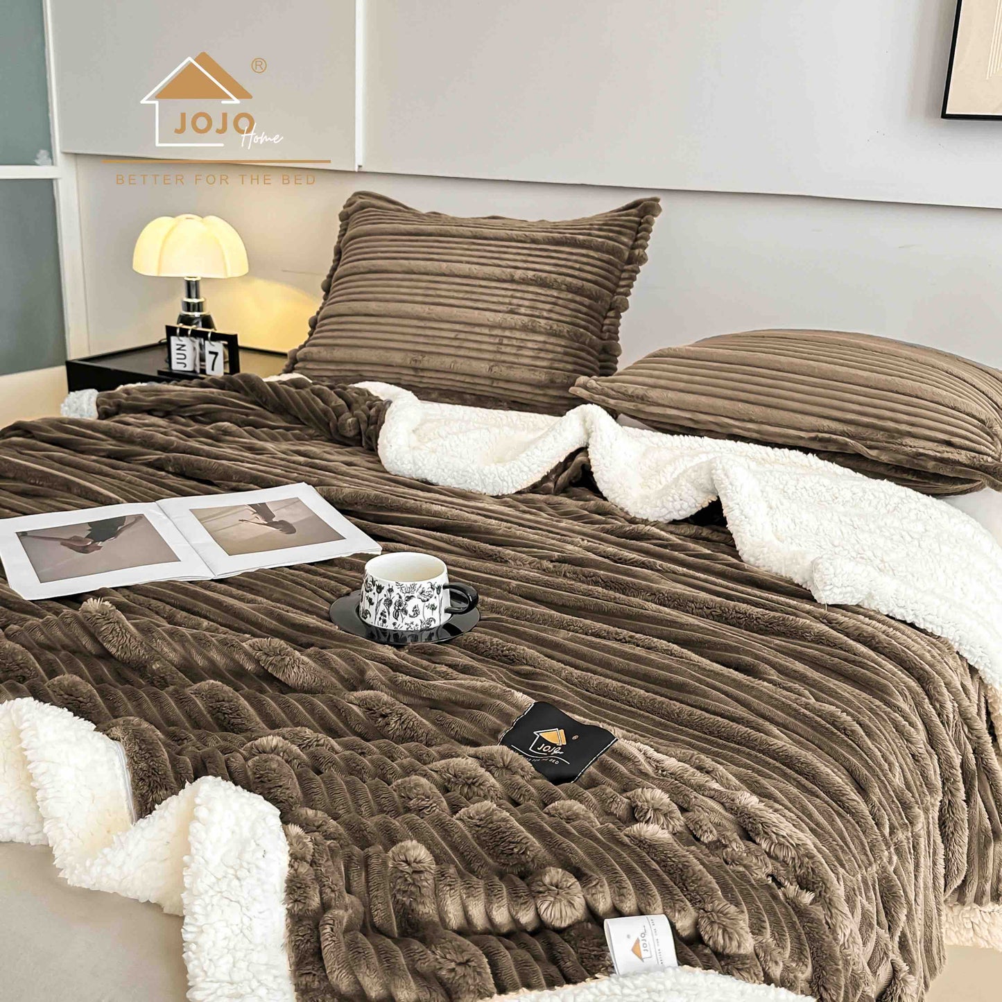 Set Patura Cocolino cu Blanita+2 Fete de Perna 50x70cm, Maro-C9920