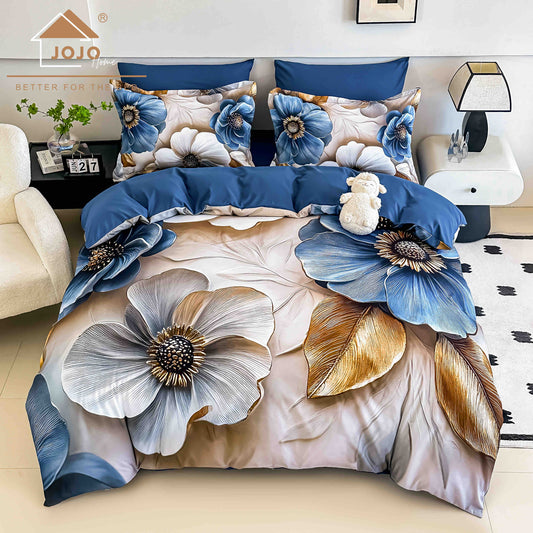 Lenjerie 5D Finet 6 Piese, cu Elastic, Imprimeu Digital Identic cu Poza, Floricele-C9997