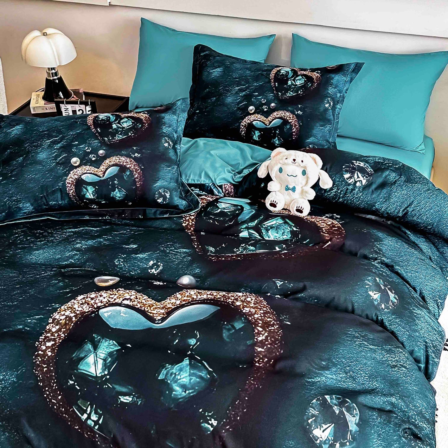 Lenjerie 5D Finet 6 Piese, cu Elastic, Imprimeu Digital Identic cu Poza, Inimioare-C9998