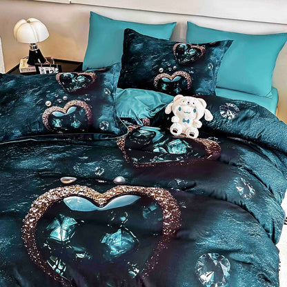 Lenjerie 5D Finet 6 Piese, cu Elastic, Imprimeu Digital Identic cu Poza, Inimioare-C9998