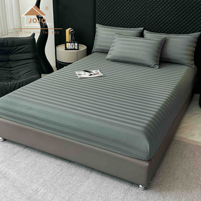 Lenjerie Luxury din Damasc 100% Bumbac Deluxe, 6 Piese cu Elastic, Antracit-C11095