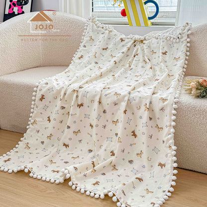 Patura Copii cu Ciucurasi, din Bumbac 100%, 100x150cm-C11309