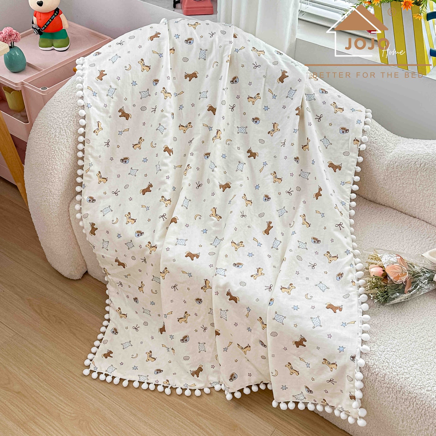 Patura Copii cu Ciucurasi, din Bumbac 100%, 100x150cm-C11309