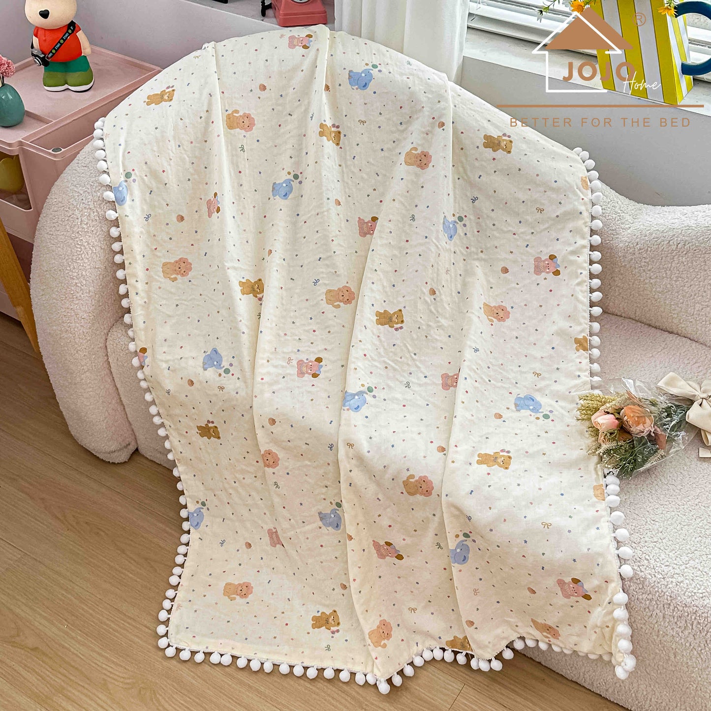 Patura Copii cu Ciucurasi, din Bumbac 100%, 100x150cm-C11304