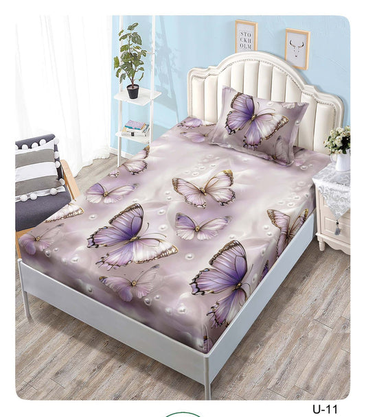 Husa de Pat cu Elastic, Finet, Pat 1 Persoana, Fluturi-V10490