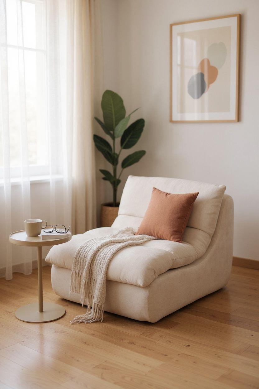 Fotoliu Premium Aveline, cu Sustinere Ergonomica HD Foam, Catifea, Crem-C10008