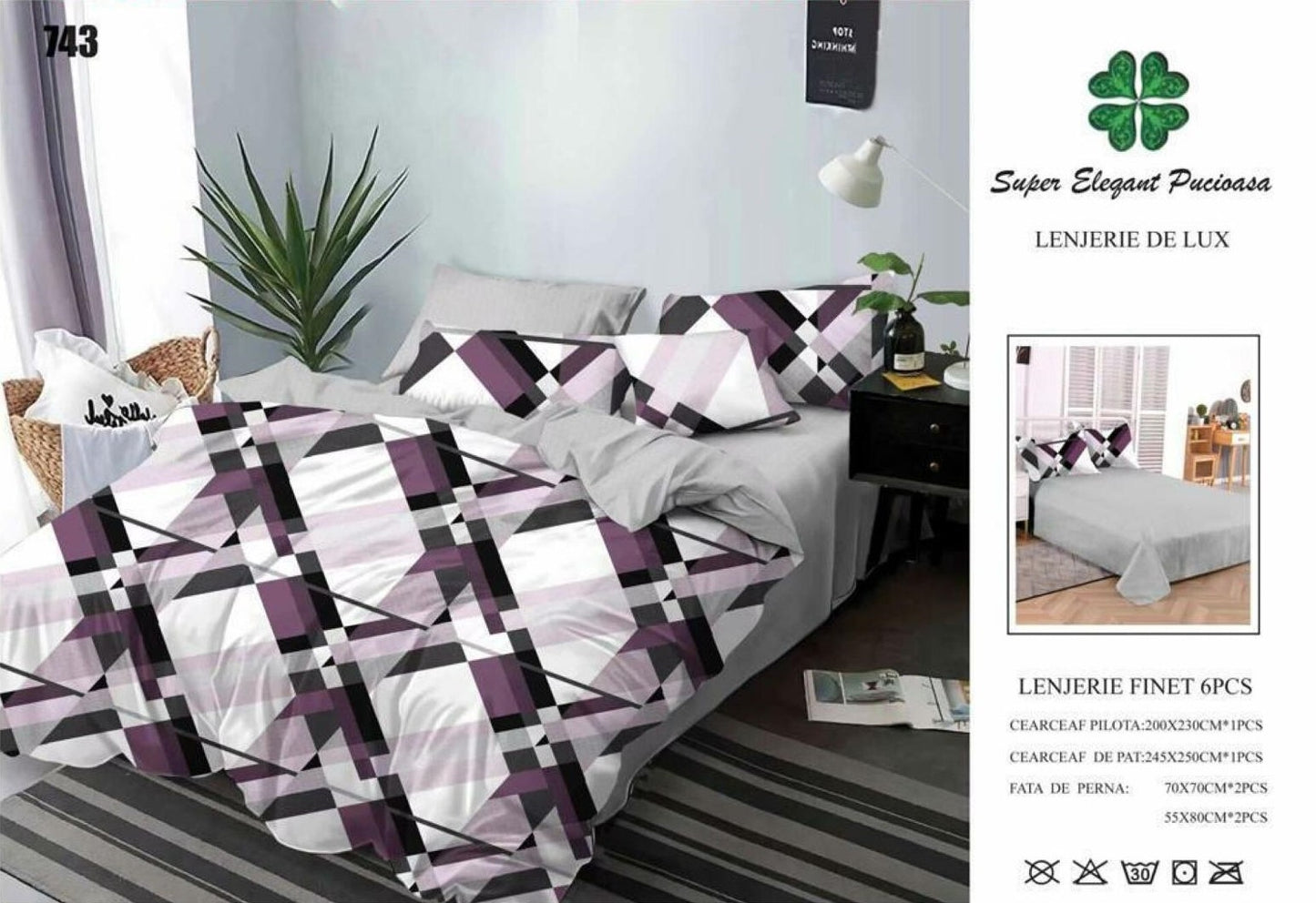 Lenjerie Pat Dublu din Finet, 6 Piese-SEP9094