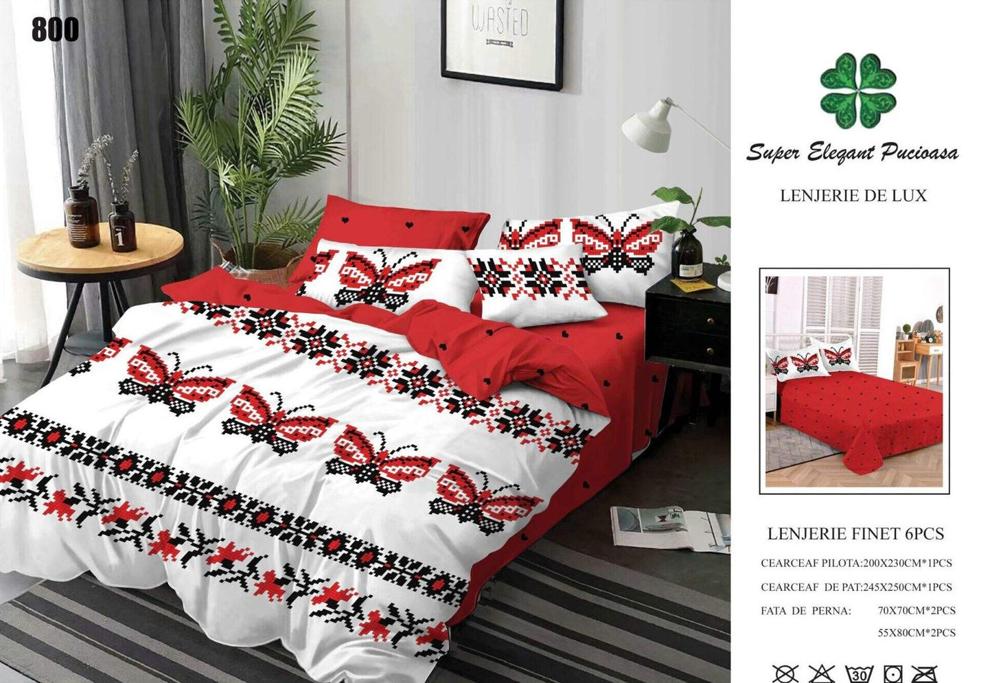 Lenjerie Pat Dublu din Finet, 6 Piese, Traditional-SEP9098