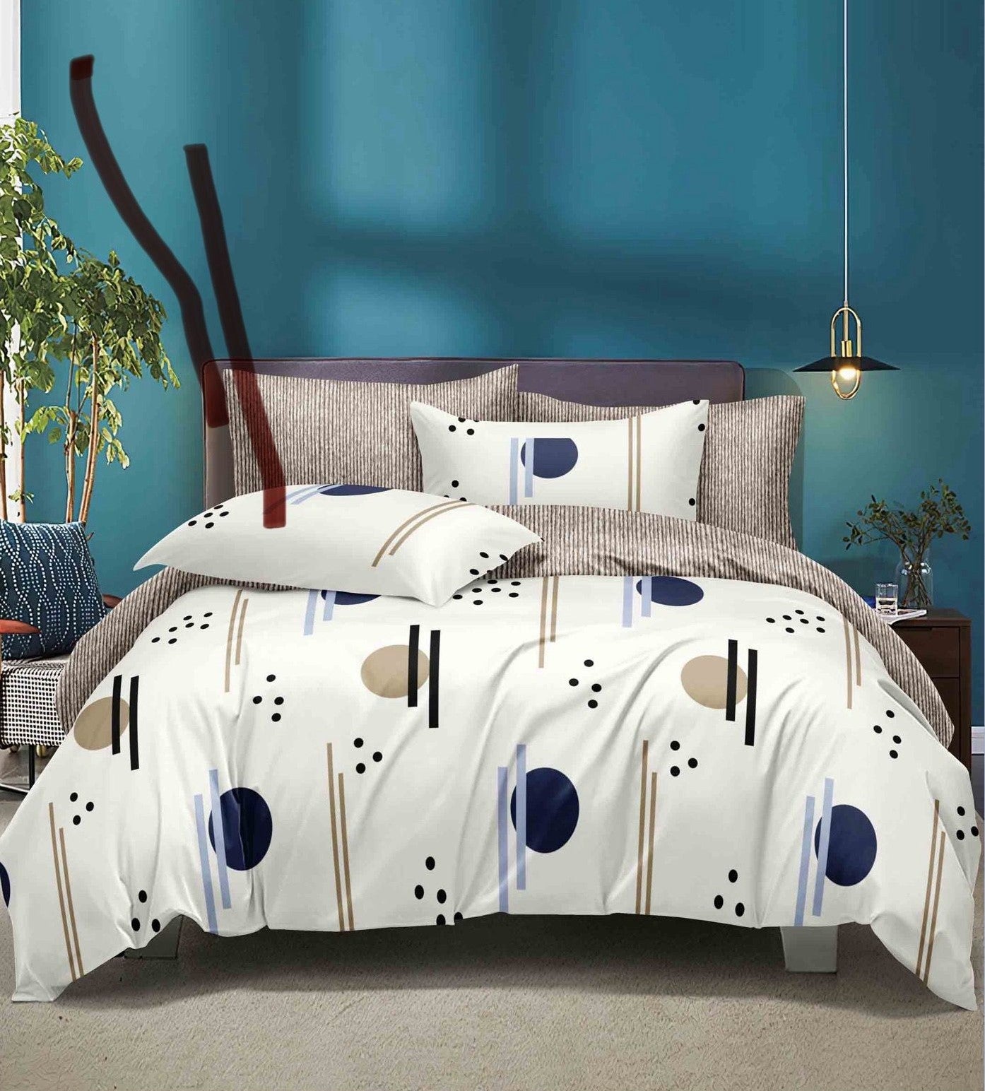 Lenjerie Pat Dublu din Finet, 6 Piese, Cercuri-D8584