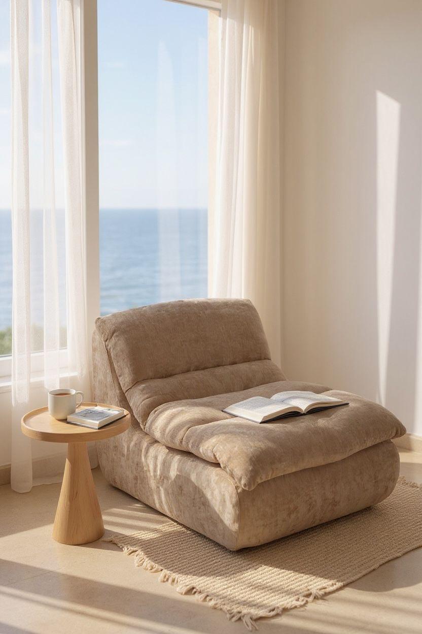 Fotoliu Premium Aveline, cu Sustinere Ergonomica HD Foam, Catifea, Bej-C10005