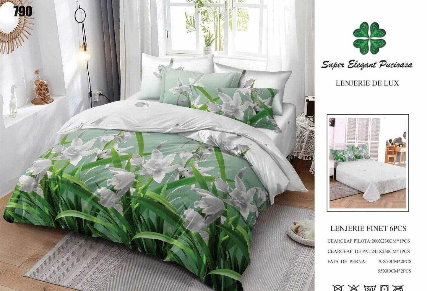 Lenjerie Pat Dublu din Finet, 6 Piese, Ghiocei-SEP9099