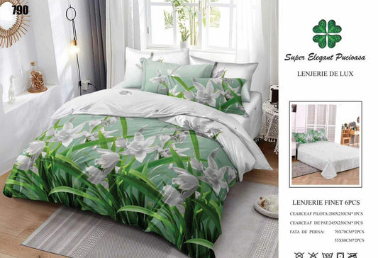 Lenjerie Pat Dublu din Finet, 6 Piese, Ghiocei-SEP9099
