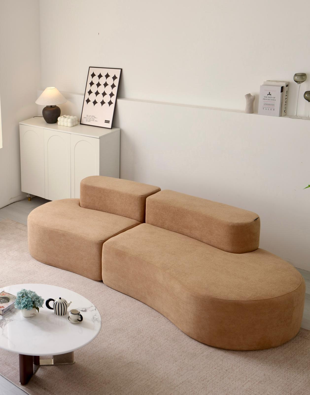 Canapea Premium Veloria, cu Susținere Ergonomică HD Foam, Catifea, Bej-C9476