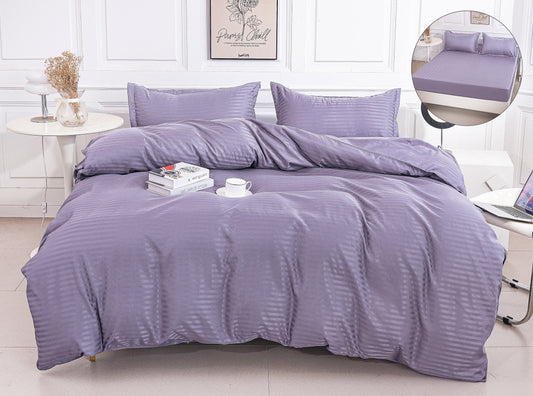 Lenjerie Damasc Finetat 4 Piese cu Elastic, Mov, Uni-A9821