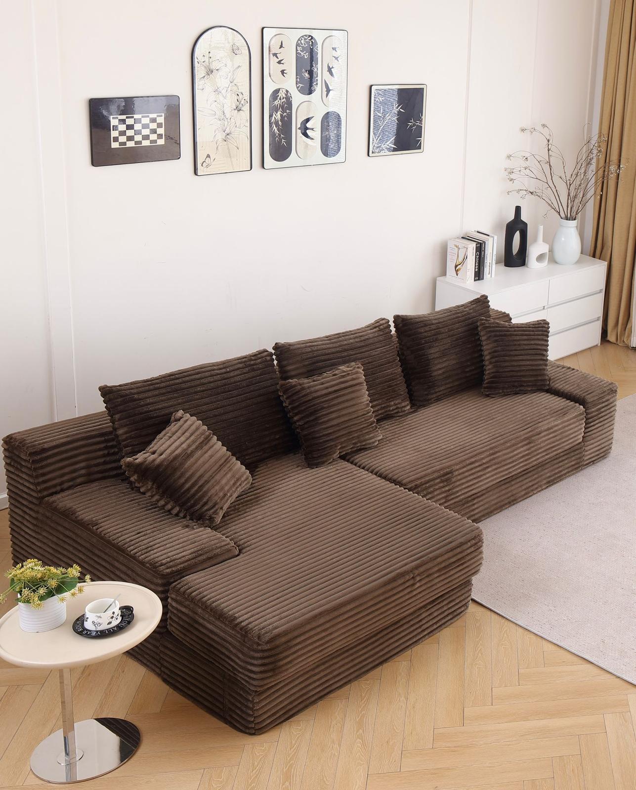 Coltar Premium Elysia, cu Susținere Ergonomică HD Foam, Catifea Reiata, Maro-C10010