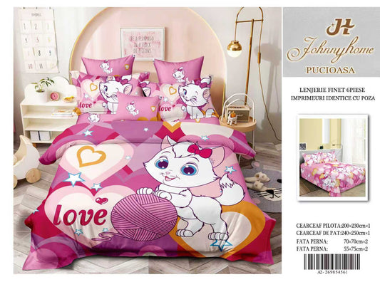 Lenjerie 5D Finet 6 Piese, Imprimeu Identic cu Poza, Pisicuta-H9642