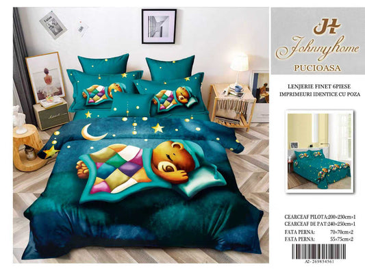 Lenjerie 5D Finet 6 Piese, Imprimeu Identic cu Poza, Ursulet-H9644