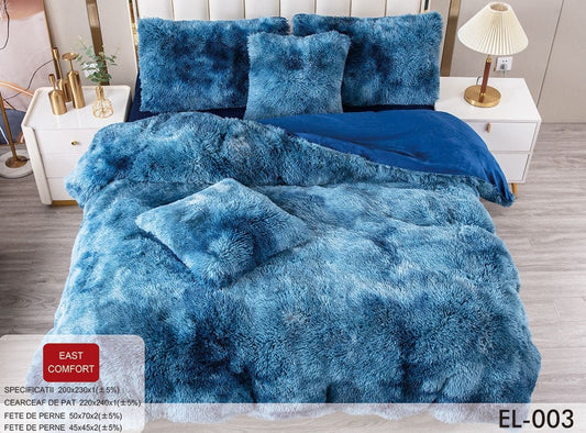 Lenjerie Cocolino Fluffy Pufoasa, 6 Piese, Albastru Degrade-D8899