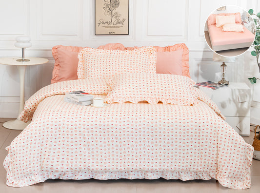 Lenjerie Bumbac Tip Finet, 6 Piese, cu Elastic si Volanas, Inimioare-A10370