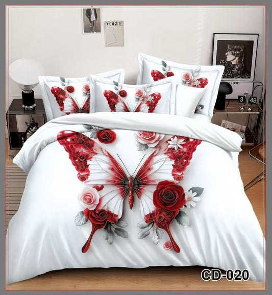 Lenjerie 5D Finet 6 Piese, cu Elastic, Imprimeu Identic cu Poza, Fluture/Trandafiri-D10446