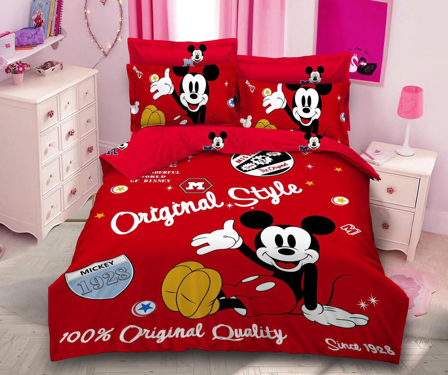 Lenjerie Pat Dublu din Finet Premium, 6 Piese, Mickey Mouse-H9313