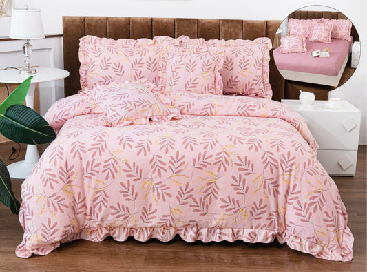 Lenjerie Bumbac Tip Finet, 6 Piese, cu Elastic si Volanas, Crengute-A10371