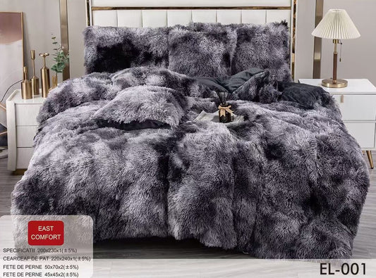 Lenjerie Cocolino Fluffy Pufoasa, 6 Piese, Negru Degrade-D8900