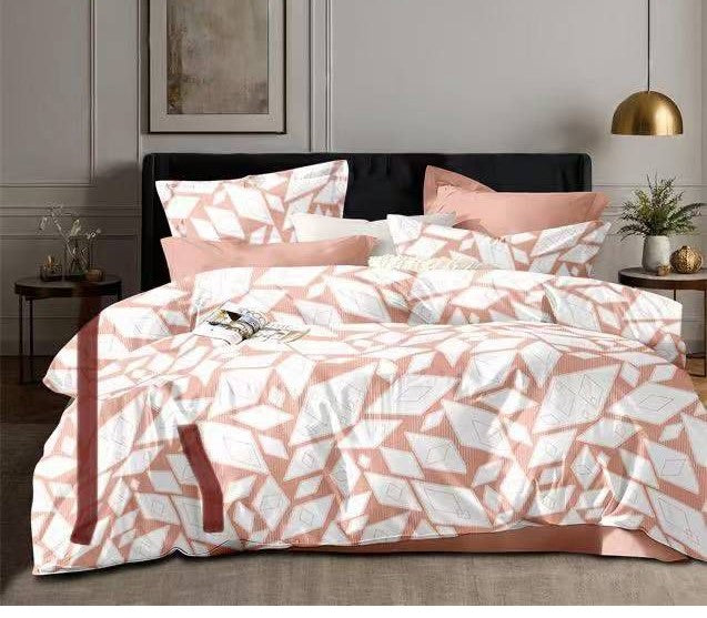 Lenjerie Pat Dublu din Finet, 6 Piese, Romburi-D8586