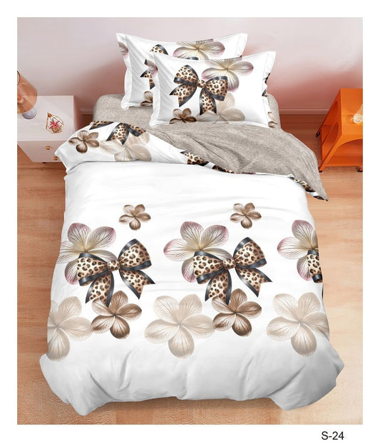 Lenjerie Finet 4 Piese 1 Persoana, cu Elastic, Fundite/Flori-V10519