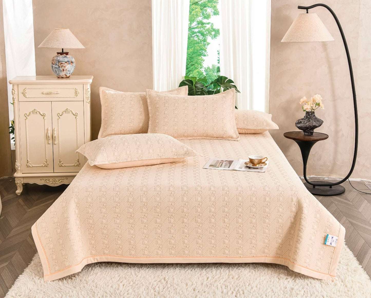 Set Cuvertura Eleganta de Pat, Satinata, 3 Piese, 230x250 cm+2 Fete de Perna 50x70 cm-CF11170
