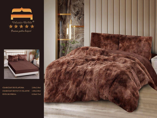 Lenjerie Cocolino Fluffy Pufoasa, cu Elastic, 4 Piese, Maro Inchis-M10321