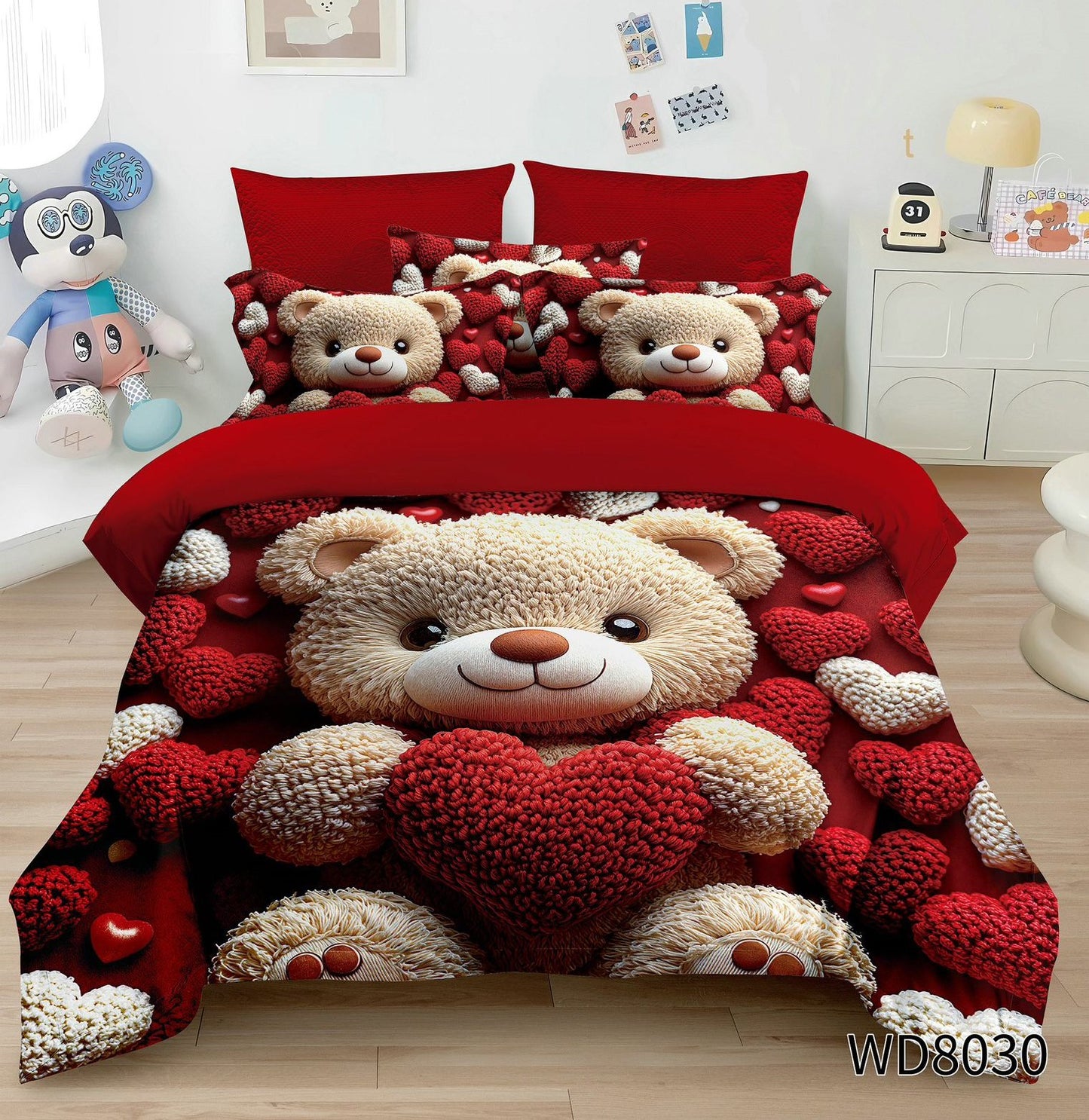 Lenjerie 5D Finet 4 Piese, cu Elastic, Imprimeu Identic cu Poza, Ursulet-P8987