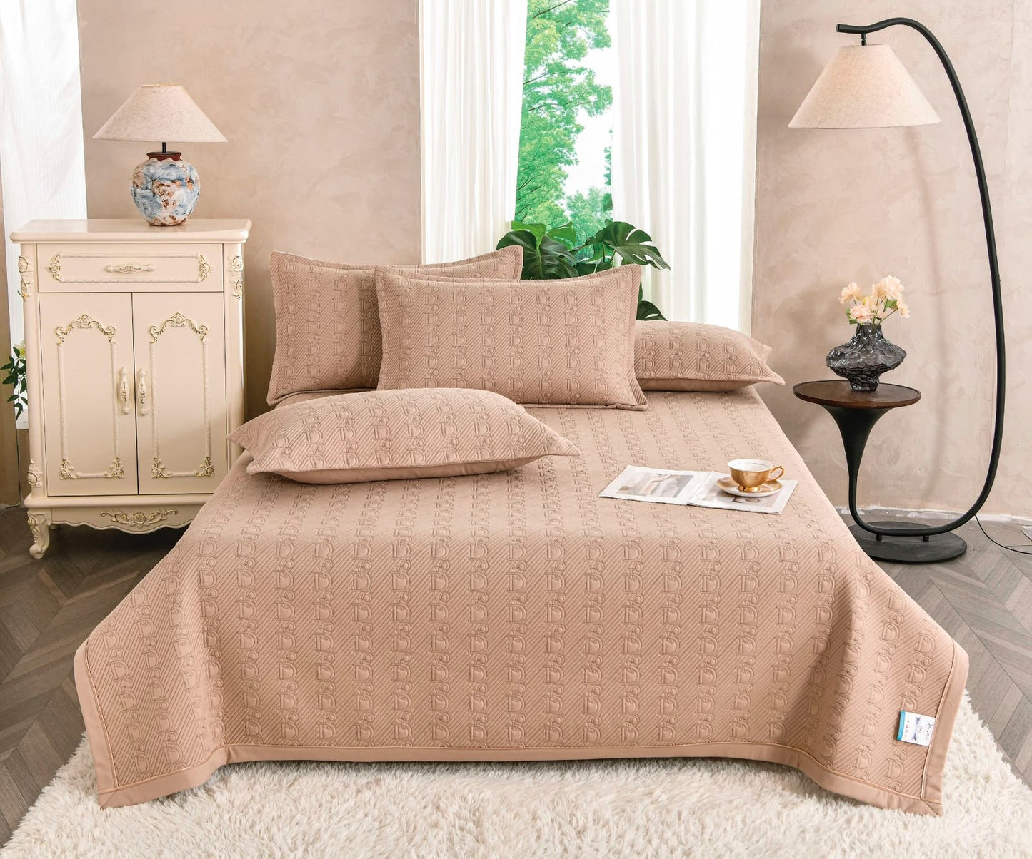 Set Cuvertura Eleganta de Pat, Satinata, 3 Piese, 230x250 cm+2 Fete de Perna 50x70 cm-CF11171