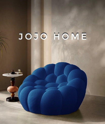 Fotoliu Premium Bubbly cu Sustinere Ergonomica HD Foam, Catifea Reiata, Albastru-C9466