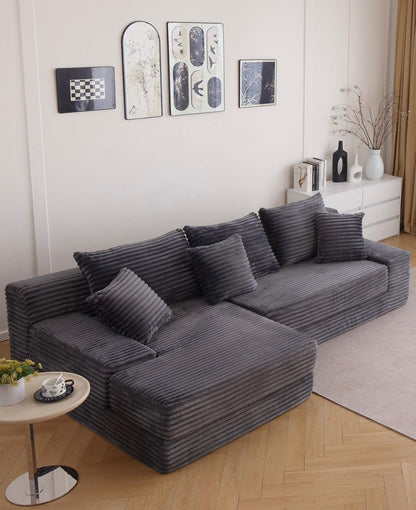 Coltar Premium Elysia, cu Susținere Ergonomică HD Foam, Catifea Reiata, Gri Inchis-C10013