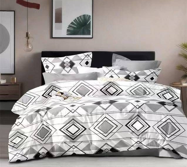 Lenjerie Pat Dublu din Finet, 6 Piese, Romburi-D8588