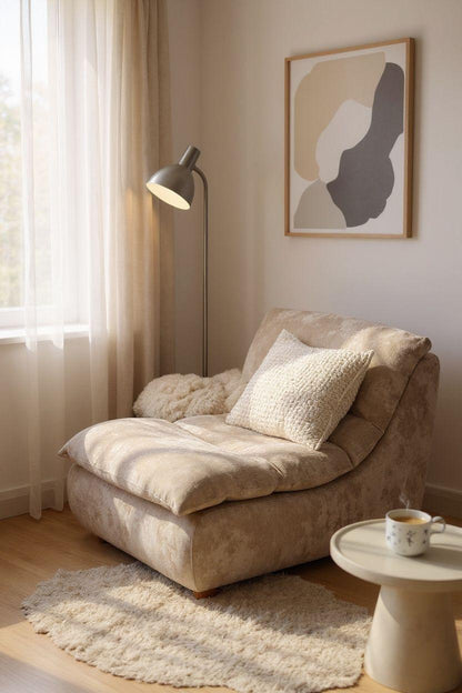 Fotoliu Premium Aveline, cu Sustinere Ergonomica HD Foam, Catifea, Bej-C10005