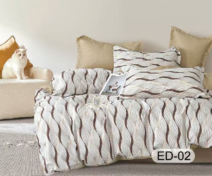 Lenjerie Bumbac Fin Superior, 7 Piese, cu 2 Cearceafuri de Pat-D8118