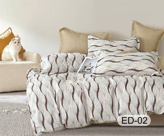 Lenjerie Bumbac Fin Superior, 7 Piese, cu 2 Cearceafuri de Pat-D8118