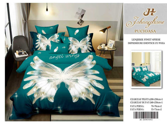Lenjerie 5D Finet 6 Piese, Imprimeu Identic cu Poza, Angel Wings-H9647