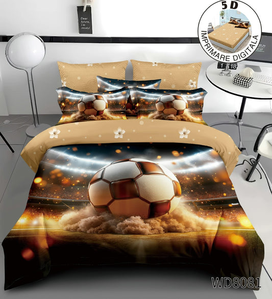 Lenjerie 5D Finet 4 Piese, cu Elastic, Imprimeu Identic cu Poza, Football-P11268