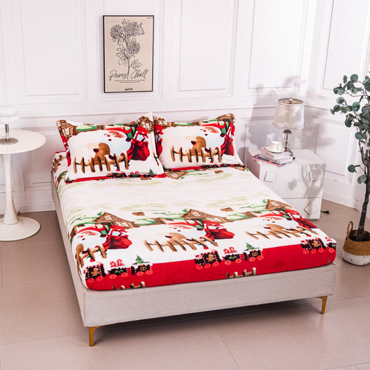 Husa Cocolino cu Elastic+2 Fete de Perna, Mos Craciun-A9553