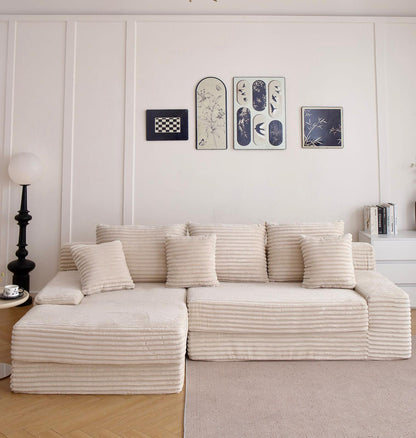 Coltar Premium Elysia, cu Susținere Ergonomică HD Foam, Catifea Reiata, Crem-C10012