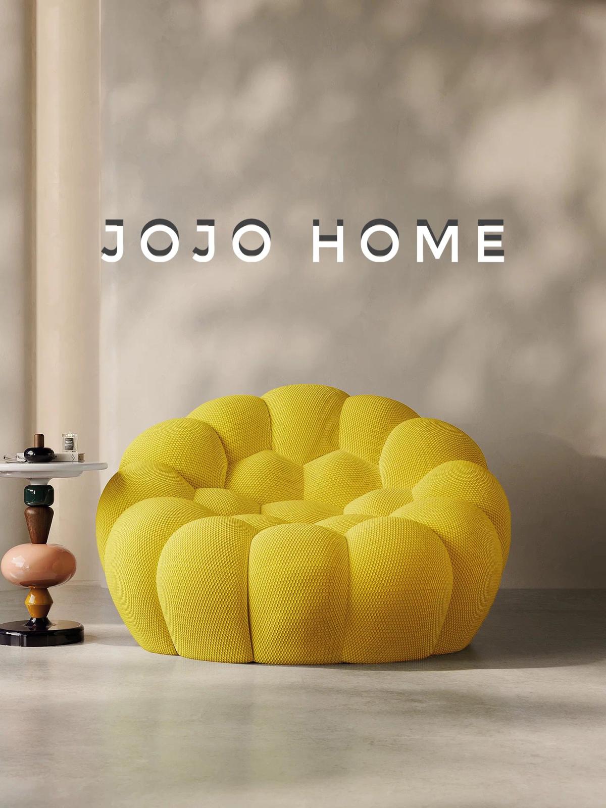 Fotoliu Premium Bubbly cu Sustinere Ergonomica HD Foam, Catifea Reiata, Galben-C9462