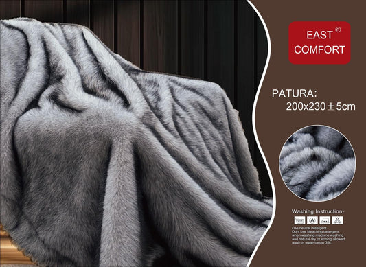 Patura Luxury Pufoasa din Blanita Artificiala De Nurca, Gri-D9206