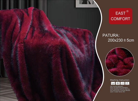 Patura Luxury Pufoasa din Blanita Artificiala De Nurca, Burgundia-D9208